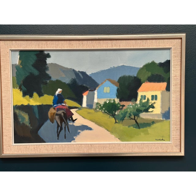 Stig Wernheden, Riders on the Road, Crete, 1960s, Oil on Canvas, Framed For Sale - Image 12 of 18