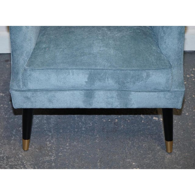 Pale Blue Velvet Armchair with Black and Gilt Legs For Sale - Image 10 of 11