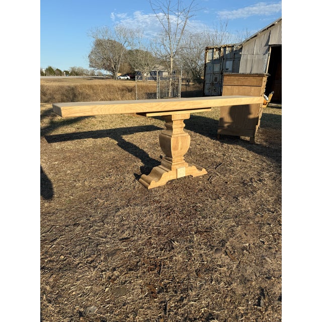 Large 19th Century French Country Bleached Solid Oak Console Table For Sale - Image 11 of 12