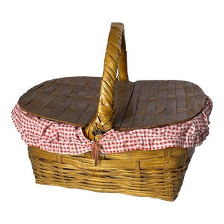 1950’s Americana Picnic Basket For Sale