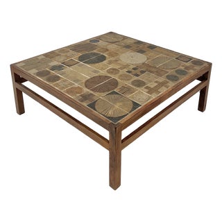 Ceramic and Cherrywood Coffee Table by Tue Poulsen for Haslev Mobelsnedkeri, 1960s For Sale