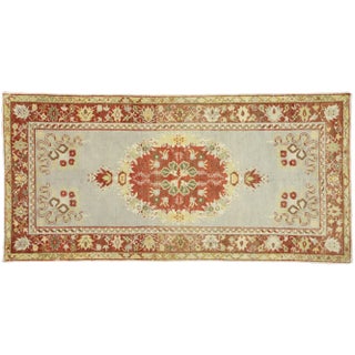 Distressed Vintage Turkish Oushak Rug - 3′4″ × 6′9″ For Sale