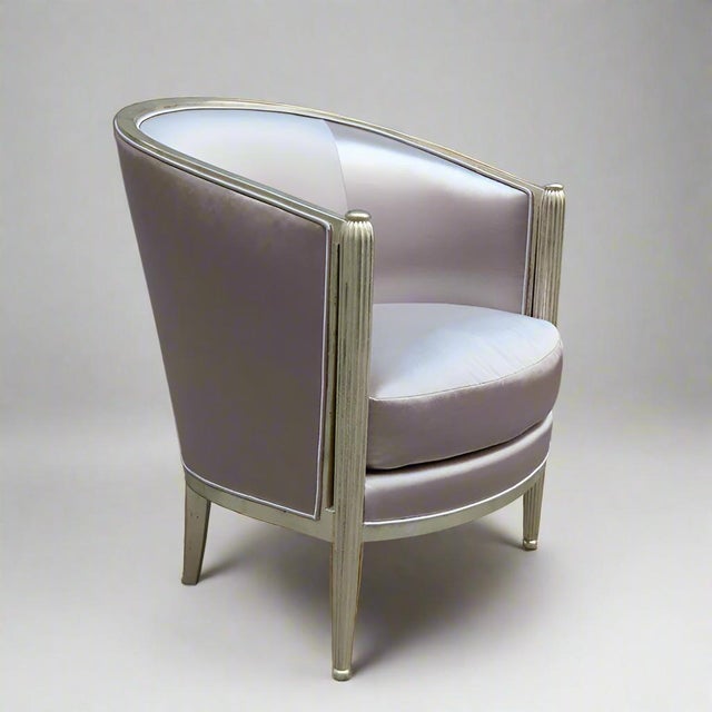 Silver 1930s Pair of Art Deco Giltwood Armchairs For Sale - Image 8 of 9