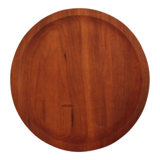 1980s Handcrafted Extra Large Round Walnut Tray | Small Table Top For Sale