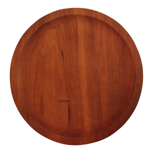 1980s Handcrafted Extra Large Round Walnut Tray | Small Table Top For Sale