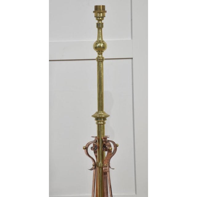 Brass and Copper Standard Lamp, 1890s For Sale - Image 6 of 7