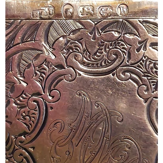 Mid 19th Century Antique Victorian Sterling Silver Card Case-Hallmarked 1892 For Sale - Image 5 of 10