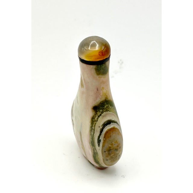 Vintage Pocket Size Teardrop Shape Jasper Snuff Bottle For Sale - Image 4 of 10