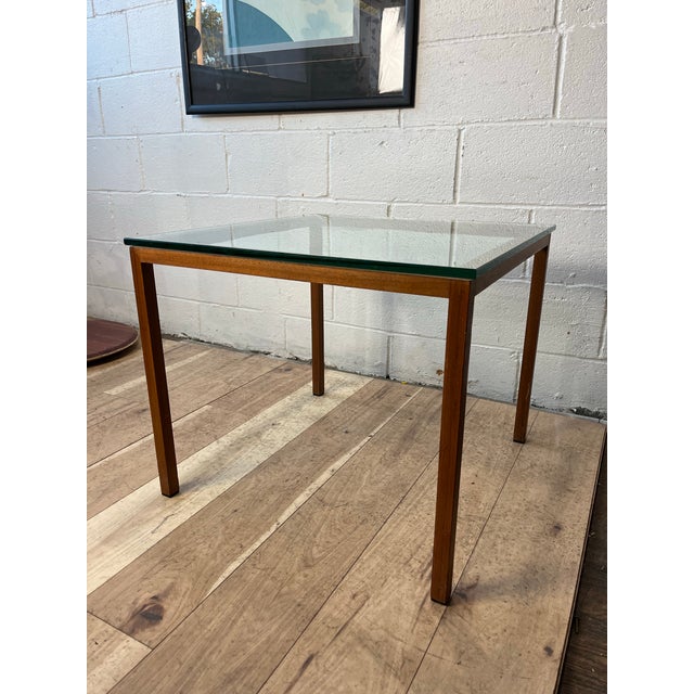 Mid-Century Modern Mid Century Faux Bois Textured Metal and Glass Side Table, 1980s For Sale - Image 3 of 9