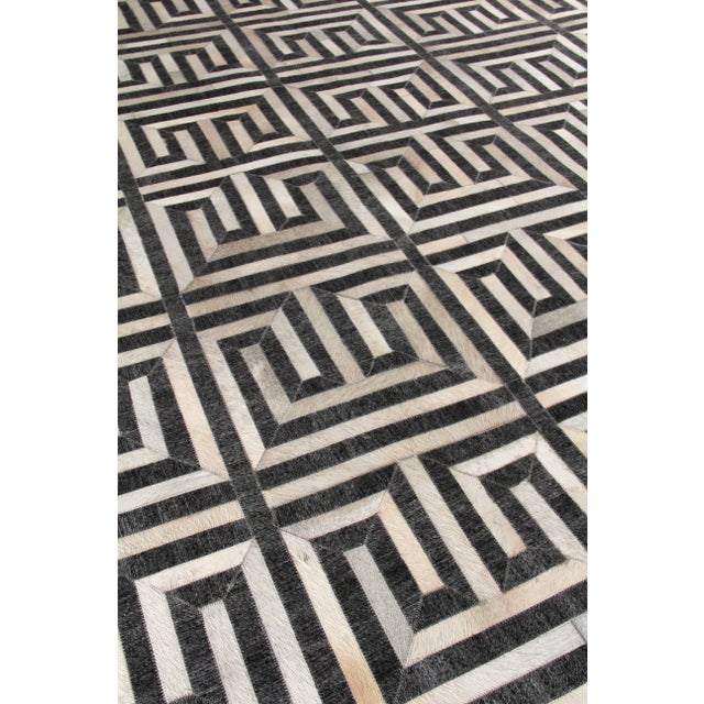 Transitional Dover Patchwork Leather Viscose Charcoal Ivory Rug - 11'6"x14'6" For Sale - Image 3 of 8