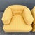 Vintage Mid Century Yellow Tufted Swivel Barrell Chairs With Pink Purple and Blue Stripes - A Pair For Sale - Image 4 of 12