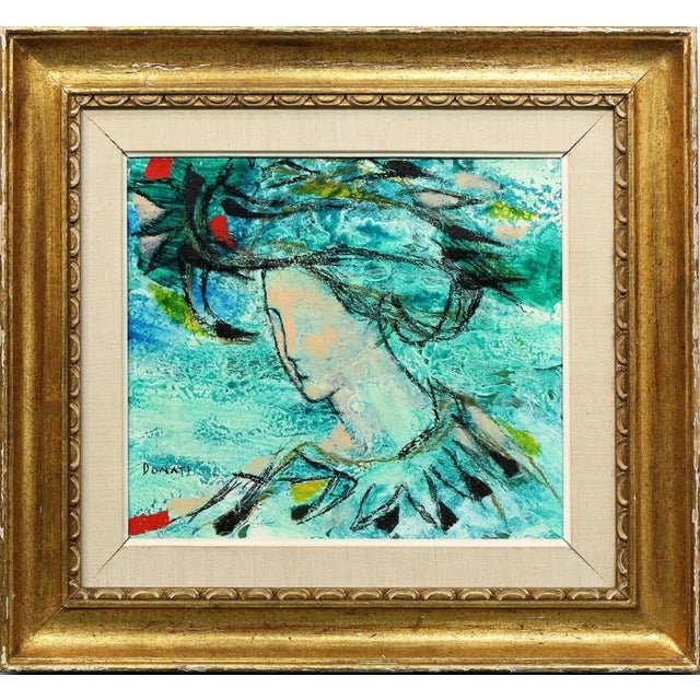 Lazzaro Donati, Italian Modernist Surrealist Lady With a Hat Oil Painting, Signora dal Cappello, 1969 For Sale In Miami - Image 6 of 12