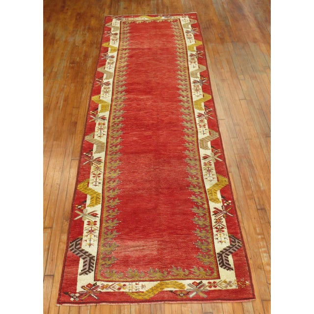 Early 21st Century Antique Red Turkish Runner - 3'9" x 12'2" For Sale - Image 5 of 6