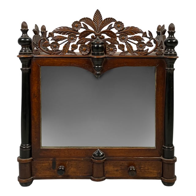 Italian 19th Century Style Wooden Table or Wall Cabinet with Mirror, 1930s For Sale