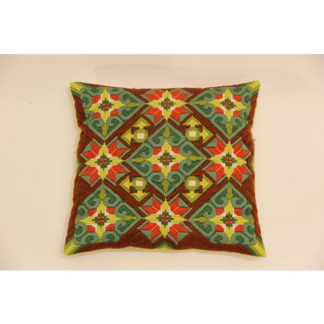 Vintage Hand-Embroidered Sofa Cushion For Sale - Image 6 of 6
