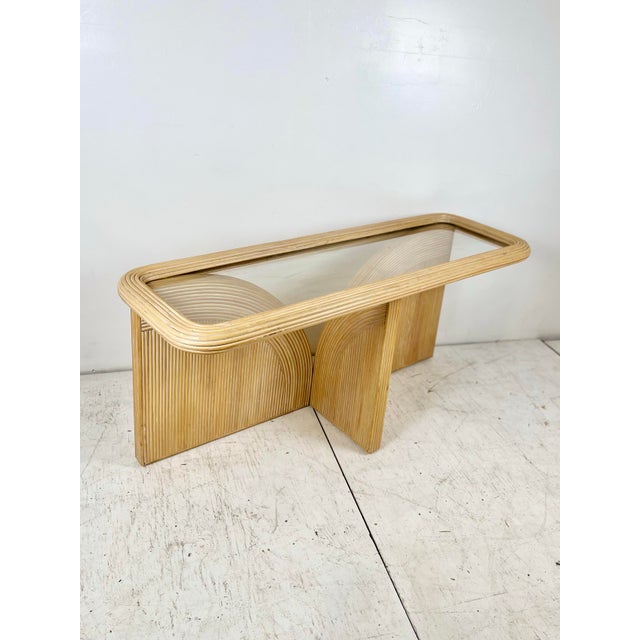 Vintage Pencil Reed Rattan Arch Console Table For Sale In Tampa - Image 6 of 12