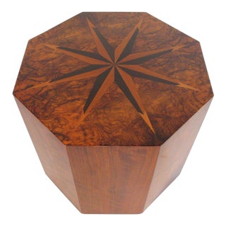 1950s Mid-Century Modern Andrew Szoeke Faceted Walnut Octagonal Side Table For Sale