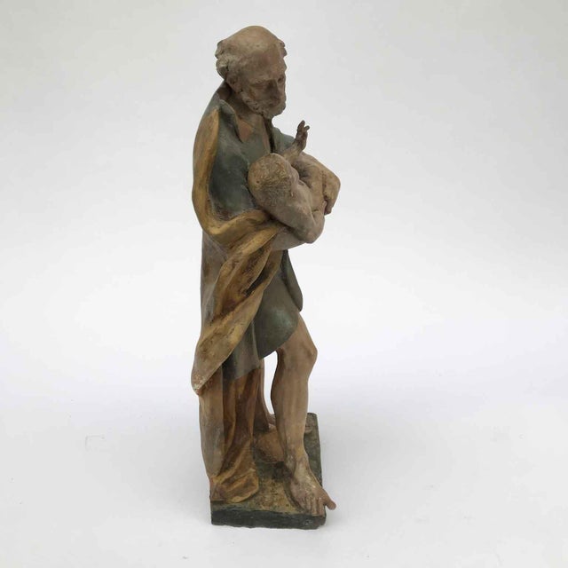 St. Joseph with Child in Terracotta, 1800s For Sale - Image 12 of 13