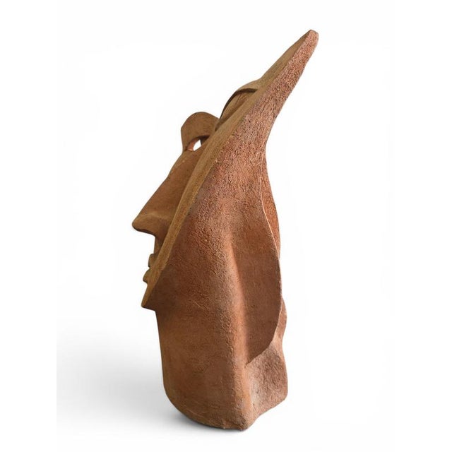 European Artist, Cubist Head Sculpture, 1970s, Terracotta For Sale - Image 10 of 14