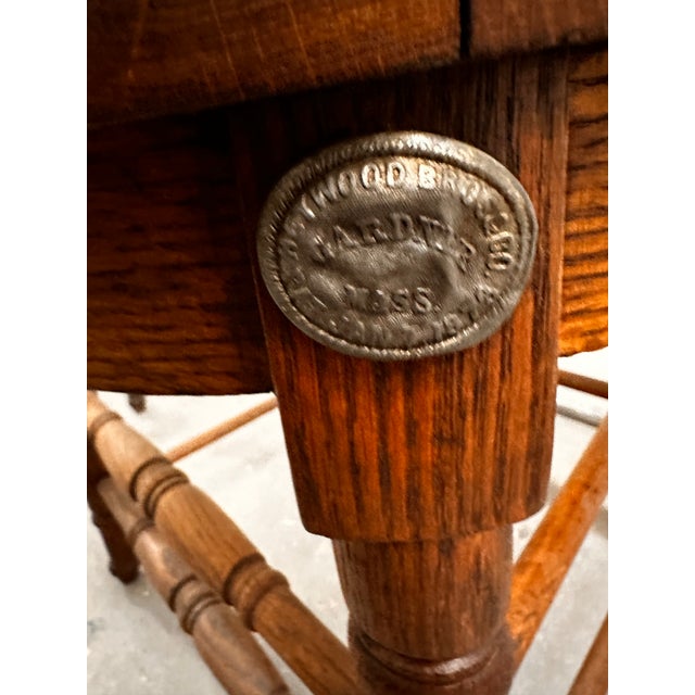 Brown Rare 1873 Heywood Brothers (Heywood Wakefield) Solid Oak Chair Frames (2) For Sale - Image 8 of 12