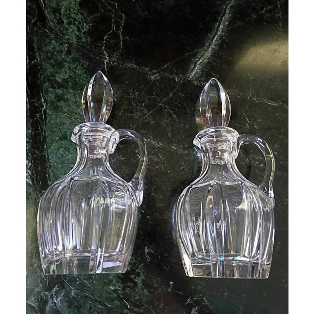 Silver 1940s French Antique Crystal & Silver Plate Cruet Serving Set Pair For Sale - Image 8 of 16