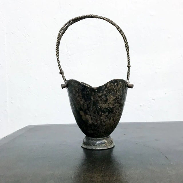 1960s 1960s Taxco Patinated Silverplate Heart Basket Mexico For Sale - Image 5 of 10