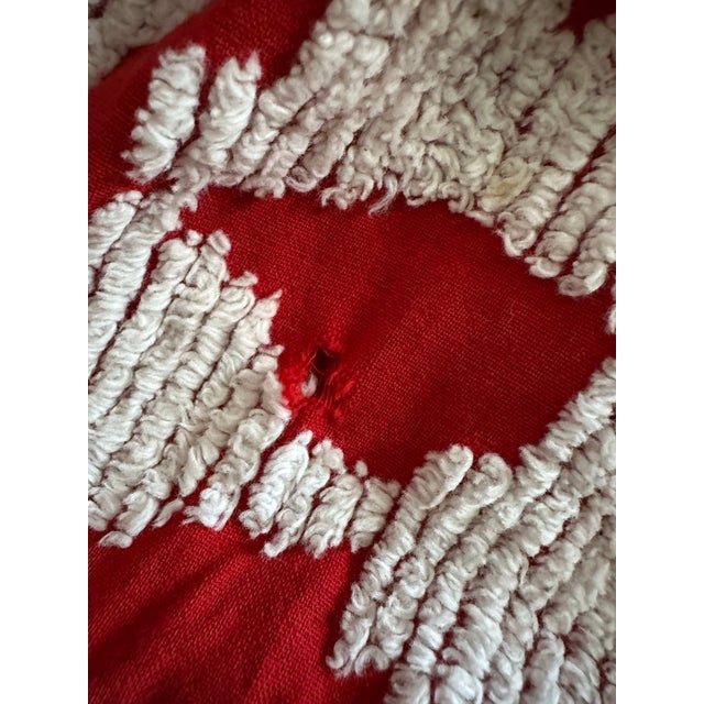 1950s 1950s Red Suzani Chenille Blanket For Sale - Image 5 of 6
