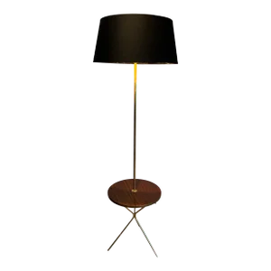 1940s Neoclassical Style Brass and Wood Floor Lamp in the Style of Maison Jansen