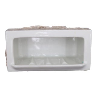 Vintage Recessed Rectangle White Ceramic Bathroom Soap Dish For Sale