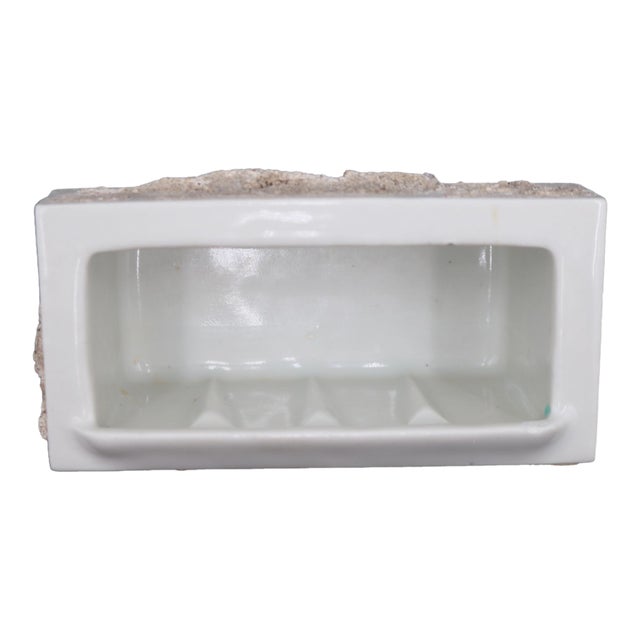 Vintage Recessed Rectangle White Ceramic Bathroom Soap Dish For Sale