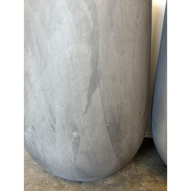 Pair of Monumental Tall Cylinder Planters - Dark Slate Gray Pots For Sale In Los Angeles - Image 6 of 12