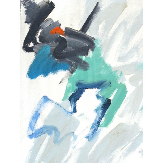Expressionism Large-Scale Abstract Expressionism With Aqua, Teal, Grey, & White by d.s. Silver For Sale - Image 3 of 3
