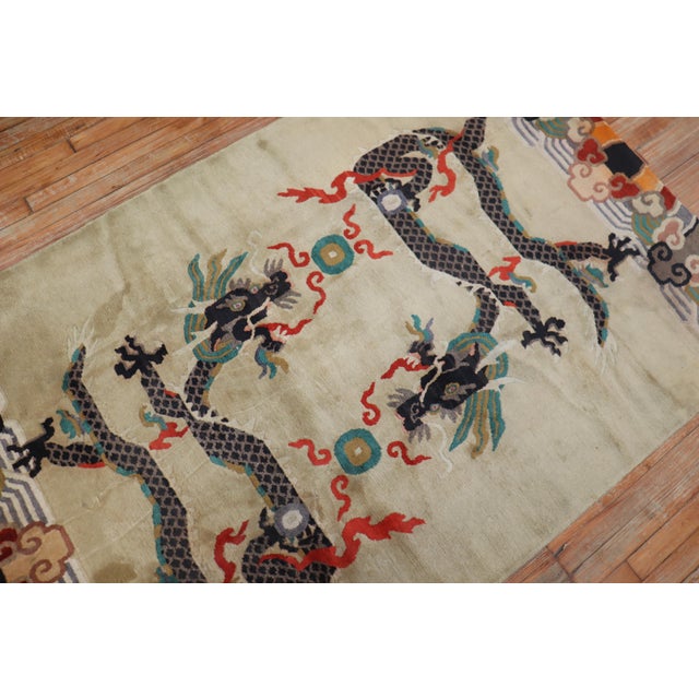 Textile Dragon Tibetan Vintage Rug For Sale - Image 7 of 18