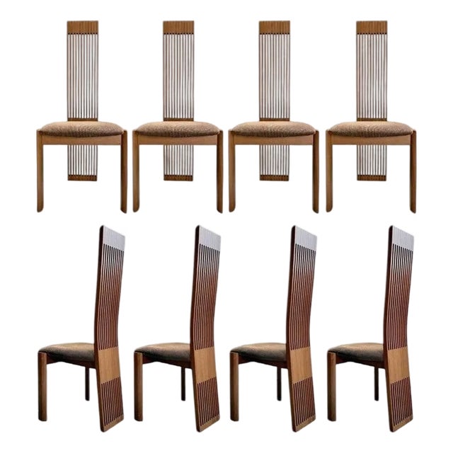 Pietro Costantini for Ello Postmodern High Back Dining Chairs, Set of 8 (Italy) For Sale