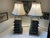 1940s Enameled Metal Pagoda Lamps - A Pair For Sale - Image 4 of 8