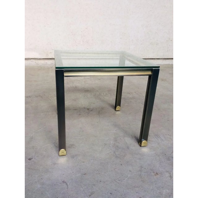 Steel and Brass Square Coffee Table, Belgium, 1980s For Sale - Image 10 of 13