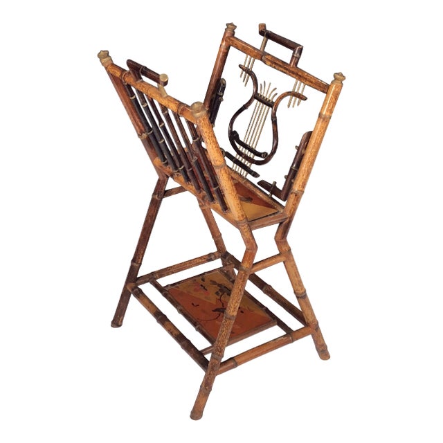 English Bamboo Canterbury Music Rack or Magazine Stand For Sale