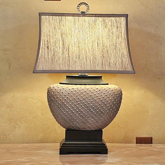 Uttermost Cumberland Pebbled Sandstone Table Lamp | Textured Designer Lighting For Sale - Image 17 of 18