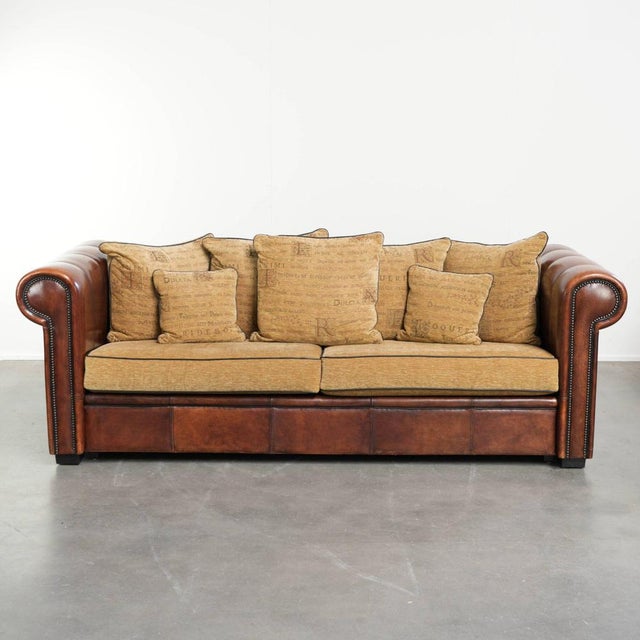 Vintage Three-Seater Sofa in Sheepskin Leather For Sale - Image 15 of 15