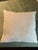 Decorative throw pillow featuring Maresca Textiles’ Pisa fabric in blue, coral red and cream, with a down and feather...