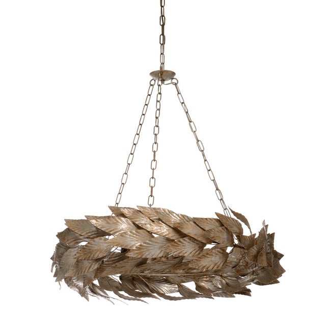 Classic Six Candle Chandelier With Graceful Swooping Leaves. Finished In Rusticated Silver. Crafted By Italian Artisans....
