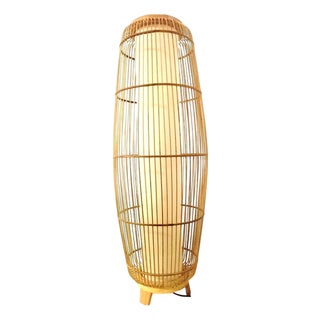 Vintage Wicker Floor Lamp, Italy, 1960s For Sale