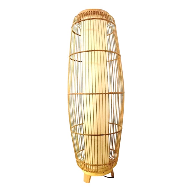 Vintage Wicker Floor Lamp, Italy, 1960s For Sale