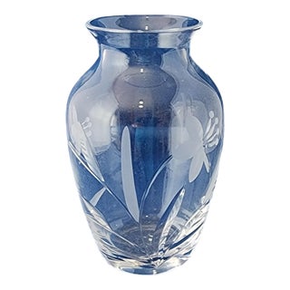 Royal Doulton Fine Cut Crystal Floral Flower Vase, 1980s ~ 6.75" For Sale
