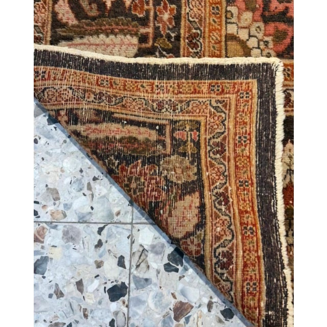 Brown Middle Eastern Hand-Knotted Wool Rug, 1890s For Sale - Image 8 of 15