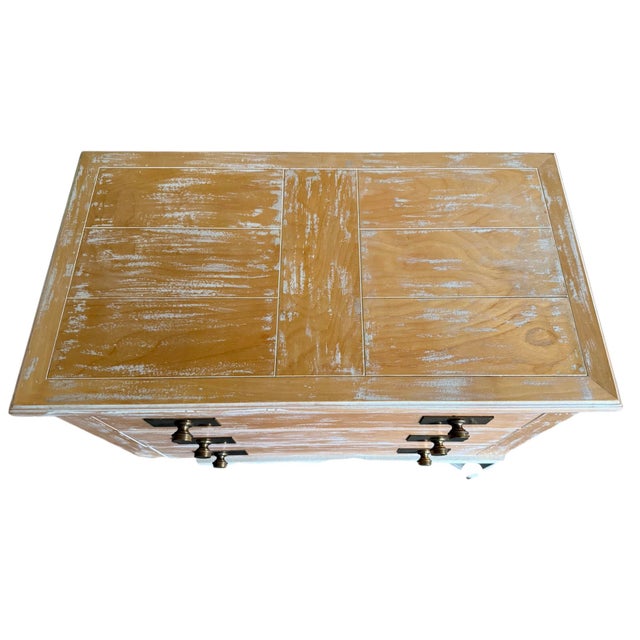 Pair French Cerused Oak and Brass Nightstands Metal Bases For Sale - Image 11 of 12