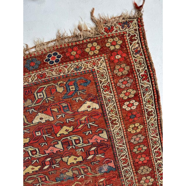 Antique Kurdish with Flower Border Variations of Reds Rug 3.9 x 5.10 For Sale - Image 10 of 10