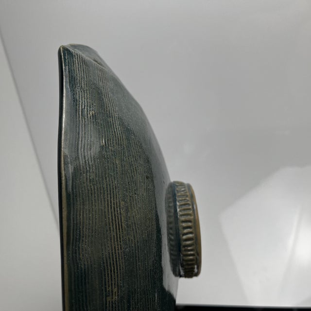 Dark Blue and Green Glazed Ceramic Bowl by Pierre Baey, 1960s For Sale - Image 3 of 11