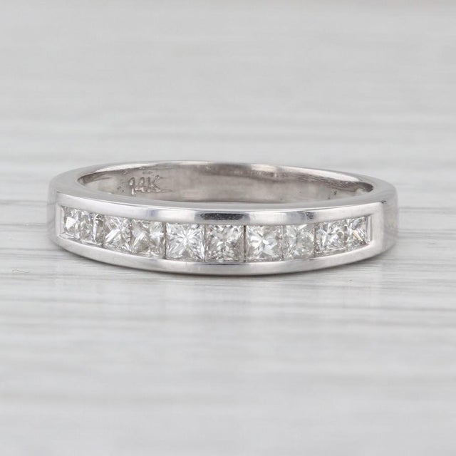 Silver 0.53ctw Diamond Princess Channel Set Wedding Band 14k White Gold Size 6 Ring For Sale - Image 8 of 8