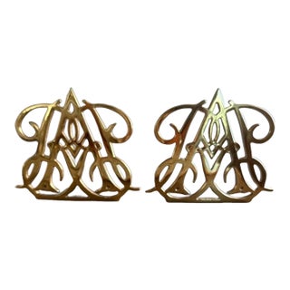 Colonial Williamsburg Queen Anne Cypher Brass Bookends - Pair For Sale